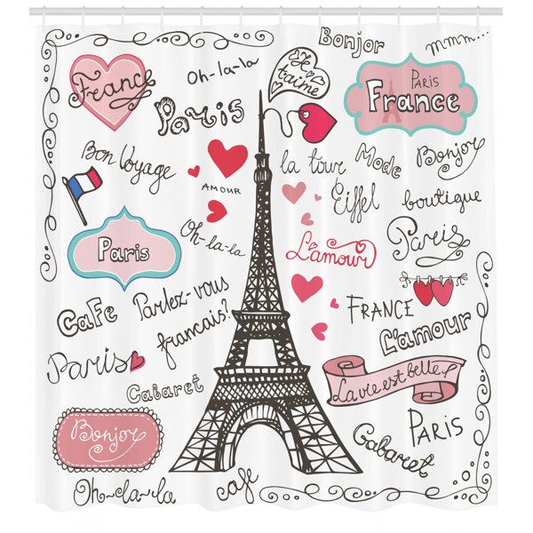 East Urban Home Eiffel Tower Shower Curtain Set + Hooks Wayfair